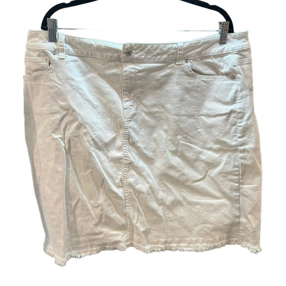 Westport Womens Mini Skirt 5 Pockets Design Raw Hem Light Wash 16W